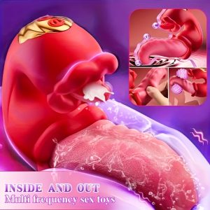 4-in-1 Female Pleasure Vibrator | USB Rechargeable Liquid Silicone Adult Toy with Tongue Licking & Thrusting Functions | 10 Vibration Modes, G-Spot Stimulator | Multi-Functional Clitoral and Anal Massager for Couples, Personal Stimulator | Smooth Texture | Multifunctional Massager