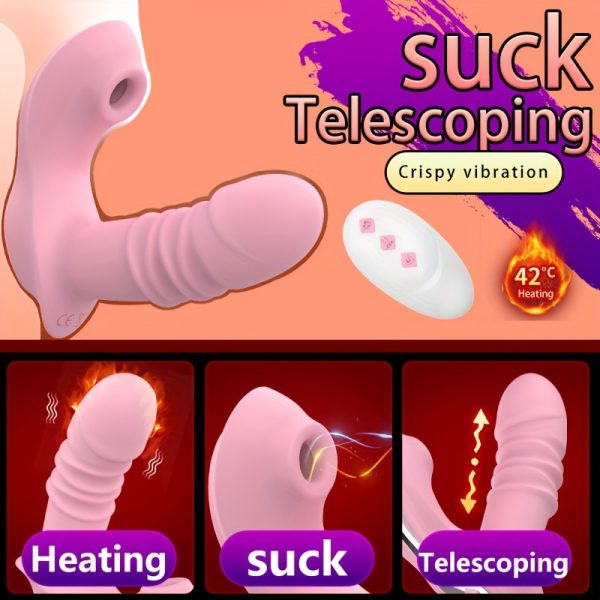 1pc Remote Control Wearable Vibrator Sex Toys Sucking Vibrator G-spot Dildo Vagina Vibrator Sex Toy with Anal Beads with Sucking, Stretching And Heating, Vibrating Mode, Sucking Licking Clitoral Stimulator, Adult Sex Toys for Women And Couples