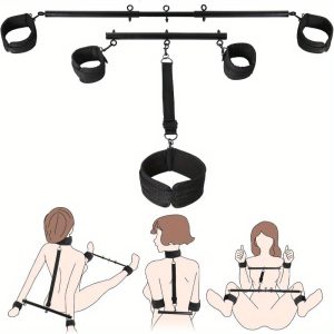 Spreader Bar Bondage Sex Toys with Neck Collar Wrist Ankle Restraint Kits, BDSM Bondage Set Adjustable Handcuffs Collar for Adult Couple
