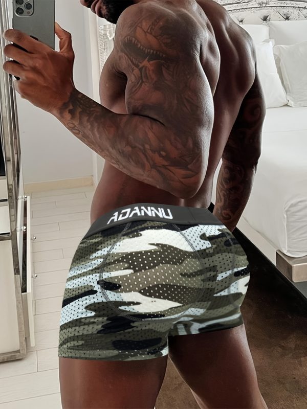 3pcs Men's Boxers Hip Raise Sexy Underwear Camouflage Sports Breathable Mesh Hip Pad Boxer Fake Ass Hips Shorts Plus Hip Pad Trunks for Man Bikini Sweat Pants Set Mens Shorts Clothes Valentine's Day