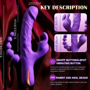 Dildo - 1pc Female Vibrator 3 In 1 G-Spot Rabbit Anal Dildo Vibrator, With 10 Vibration Modes, Female Rechargeable Vibrator Adult Sex Toy, Used For Clitoral Stimulation