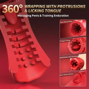 Male Masturbator, Penis Vibrator with Tongue, Silicone Big Mouth Oral Sex Machine, Male Oral Sex Toys, Adult Products