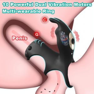 Vibrating Cock Ring Penis Sleeve With Rabbit Clitoral Stimulator, Penis Ring Vibrator Couples Adult Sex Toys For Men Women, Male Female Couple Sex Toy With G Spot Clitoris Vibrator
