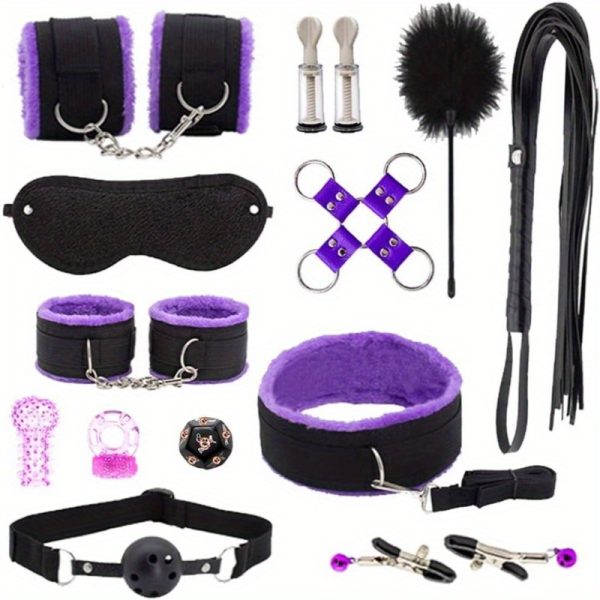 Sex BDSM Bondage Kit for Couples Sex Bed Straps Restraints Set with Fetish Comfy Ankle amp; Wrist Cuffs Blindfold Tickler for Adults Sm Sex Play Games Toys Kit 28pcs