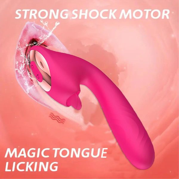 Dildo - Power Rider 3 in 1 Thrusting Clitoral Stimulator, G Spot Tongue Licking Rabbit Dildo Vibrator with 10 Flapping & 10 Telescopic Speeds Vagina Stimulation Rechargeable Adult Sex Toys for Women & Couples