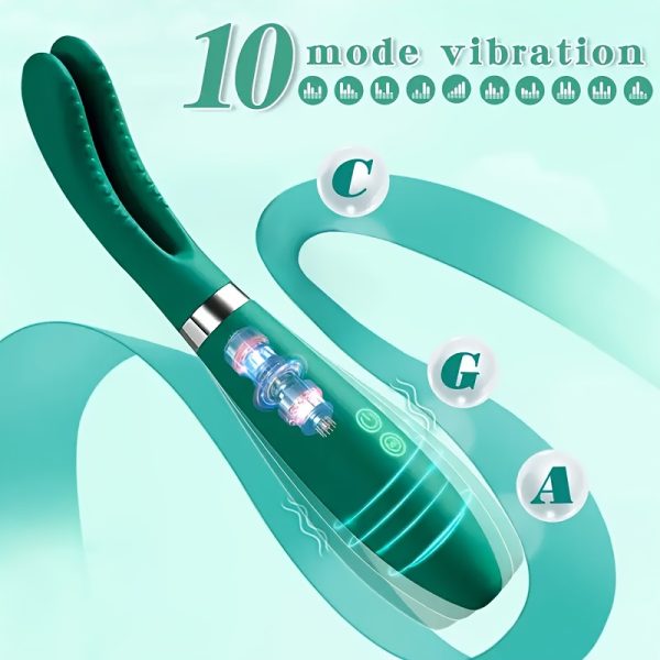 Women'S Green Bunny Ears Vibrator - 10 Powerful Vibration Modes, Rechargeable Lithium Battery, Dual Stimulator, Finger Bullet Design for Intimate Pleasure, Intimate Pleasure Accessory | Playful Design | Rechargeable Battery