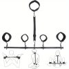 Spreader Bar Sex Toys with Wrist and Ankle Collar Restraint Set Adjustable Handcuffs Collar Restraint Set for Adult Couples BDSM Black - Image 3