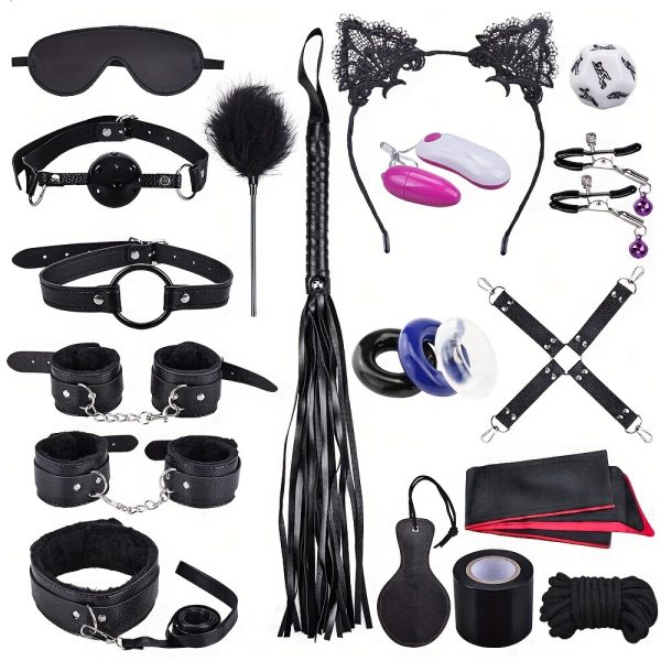 Sex Bondage Kit 18pcs, SM Toys BDSM Leather Restraints Kits, Perfect for Beginners And Experienced Lovers, Tied Wrist And Ankle Adult Couples Bondage Sex Toys