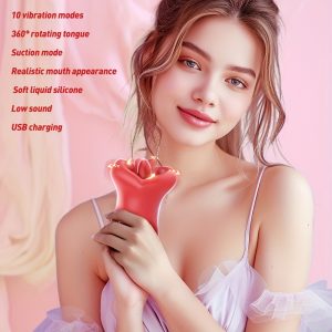 1pc Red Lip And Tongue Masturbator, Clitoral Stimulator, Female Adult Sex Toys With 10 Vibration Modes And Tongue Mode, G-spot Nipple Stimulation Vibrator, Female Adult Erotica, USB Rechargeable, Easy To Carry, Easy To Clean