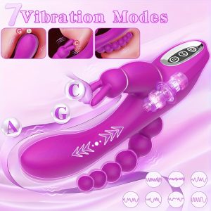 Dildo - G-Spot Rabbit Anal Dildo Vibrator, 3 In 1 Adult Sex Toys With 7 Vibrating Modes For Women, Rechargeable Clitoris Vagina Stimulator Massager Sex Things For Solo Or Couples
